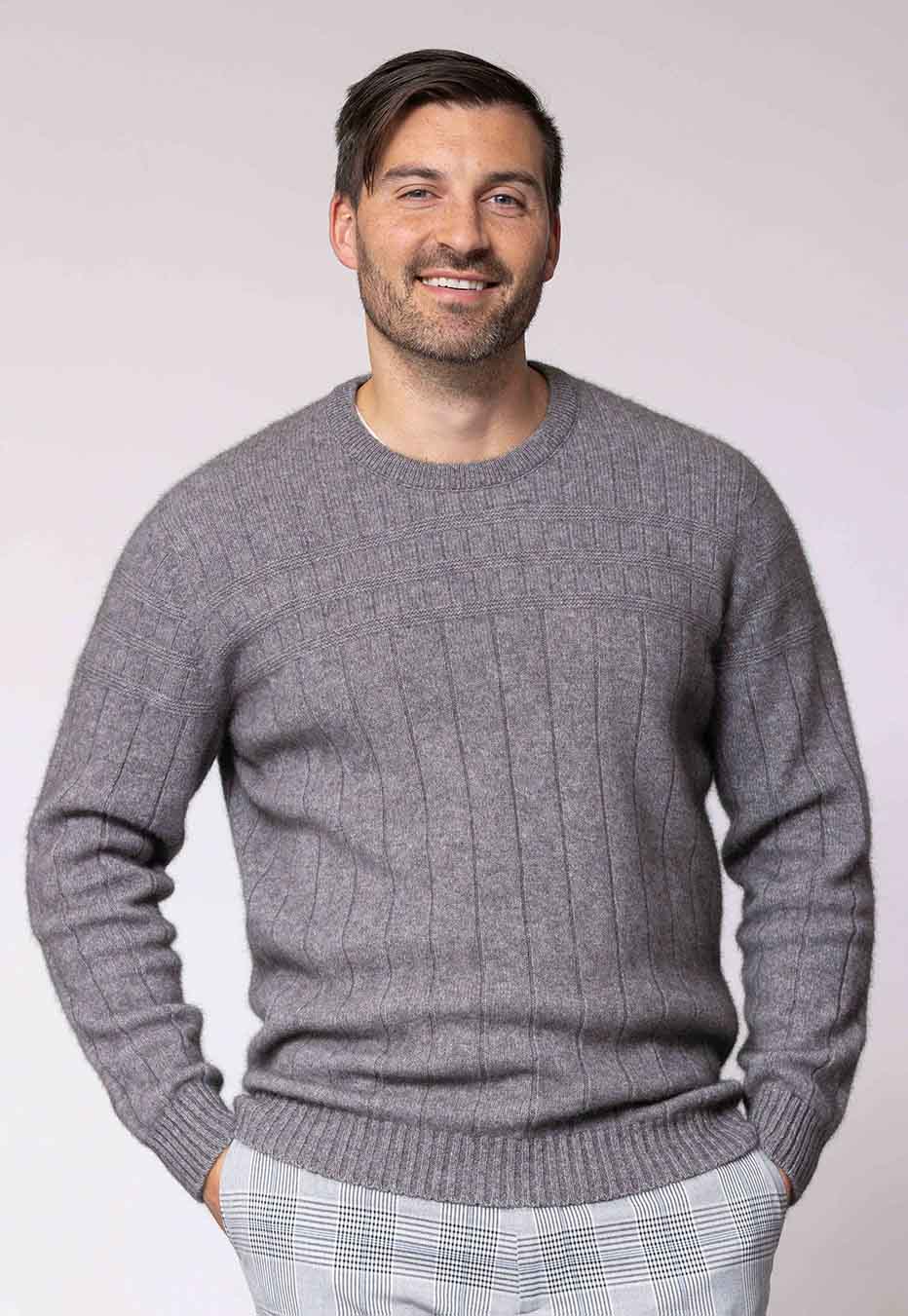 Men's Merino Possum Riverton Sweater in Shale | Red Kado