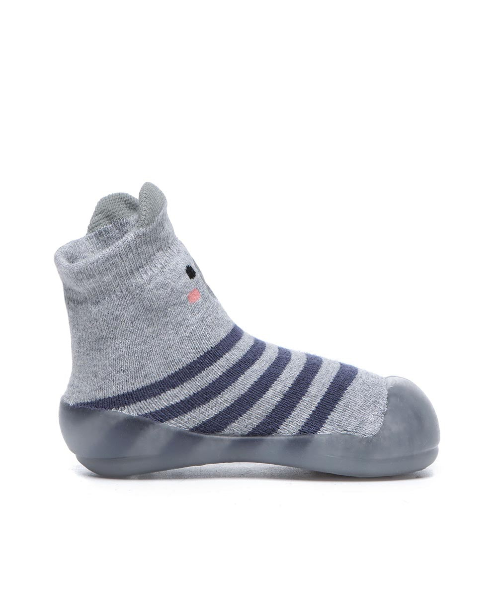 Baby Walking Sock Booties in Grey