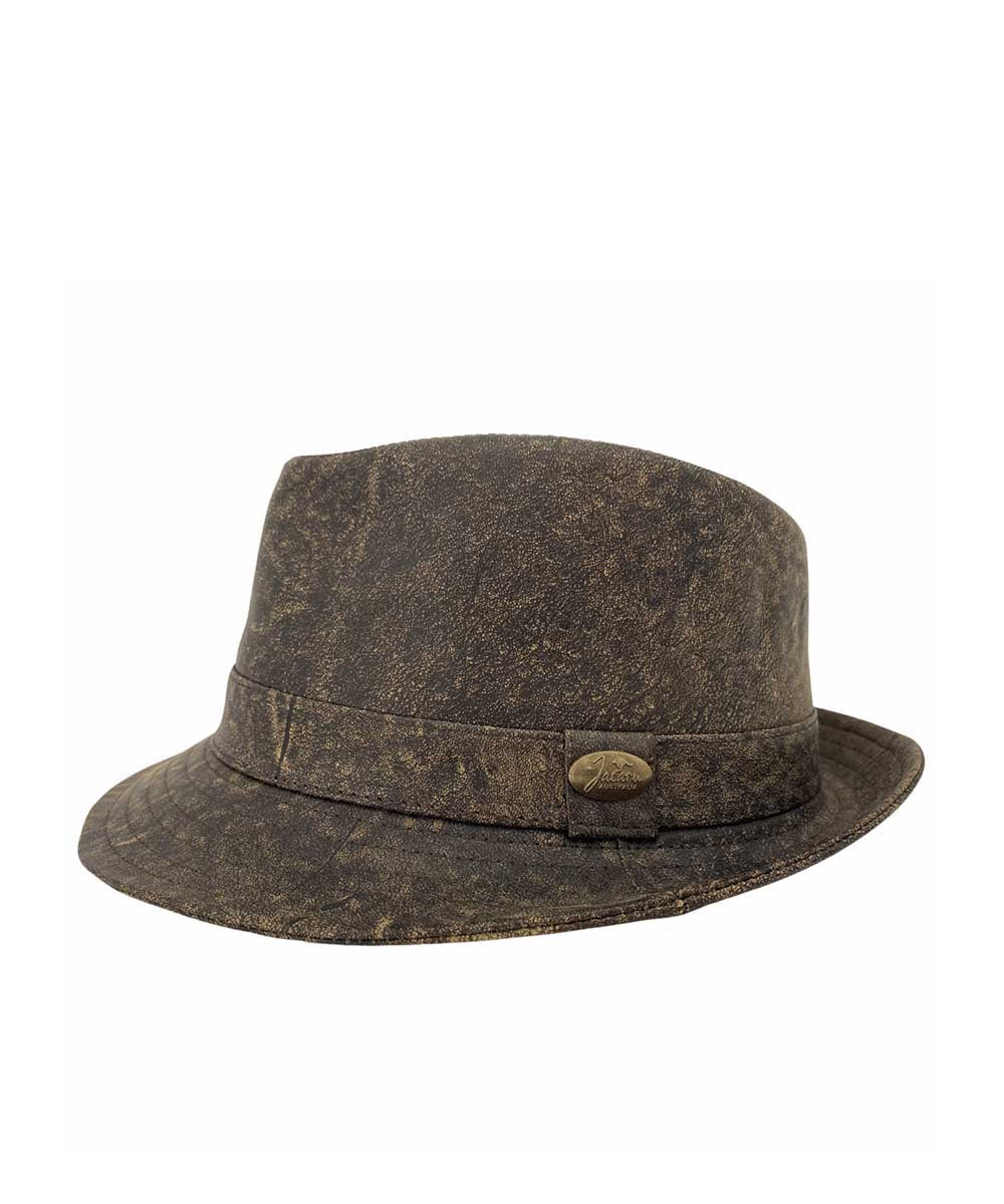 Jacaru Kangaroo Leather Trilby Hat | Red Kado