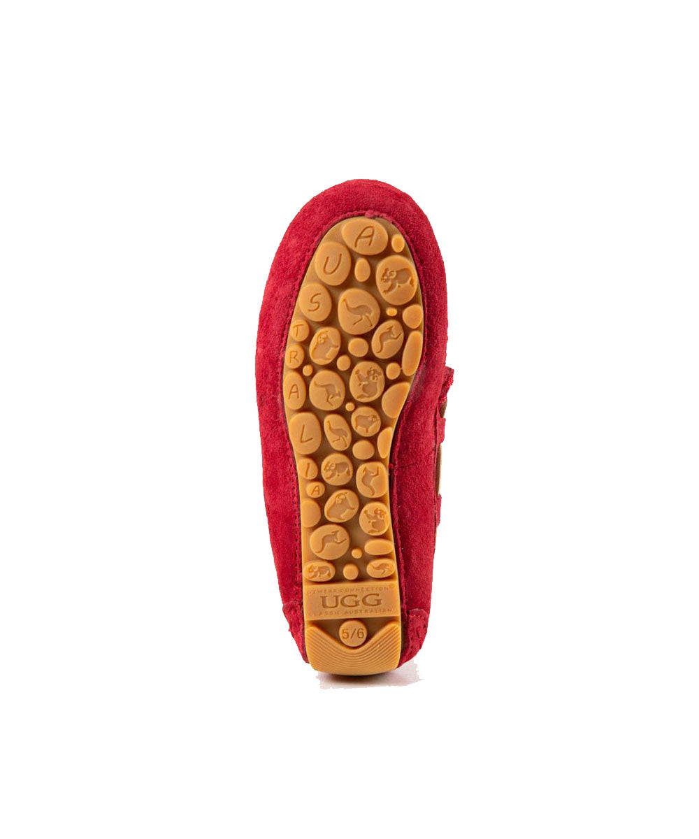 Kid’s Fur UGG Moccasin | Red Kado