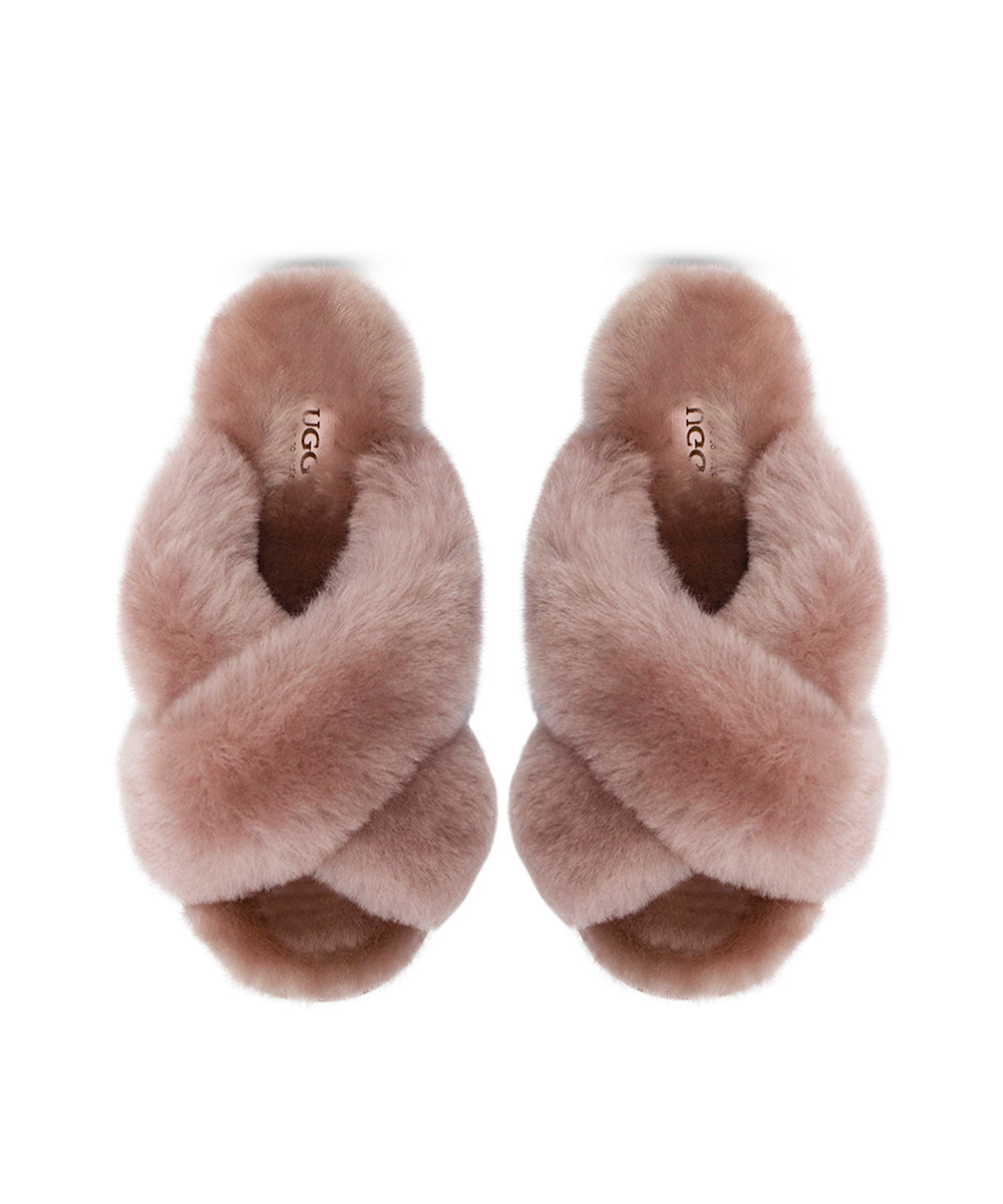Women's UGG Premium Cross Over Slippers | Red Kado