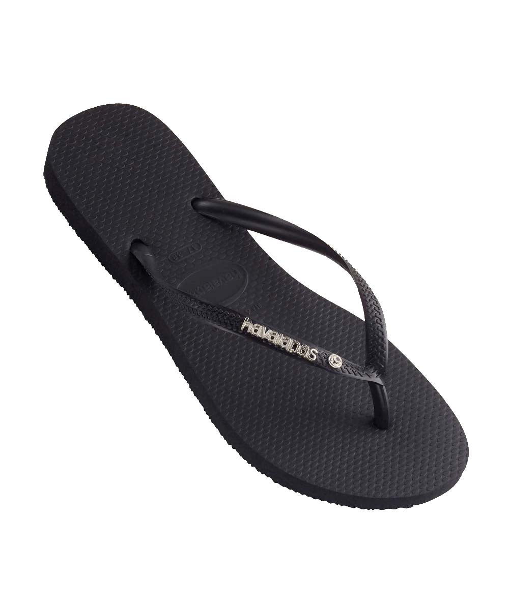 Havaianas Women's Slim Metal Logo Crystal Thongs | Red Kado