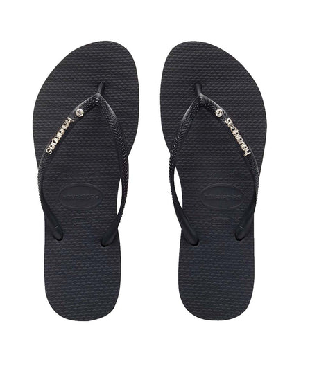 Havaianas Women's Slim Metal Logo Crystal Thongs | Red Kado