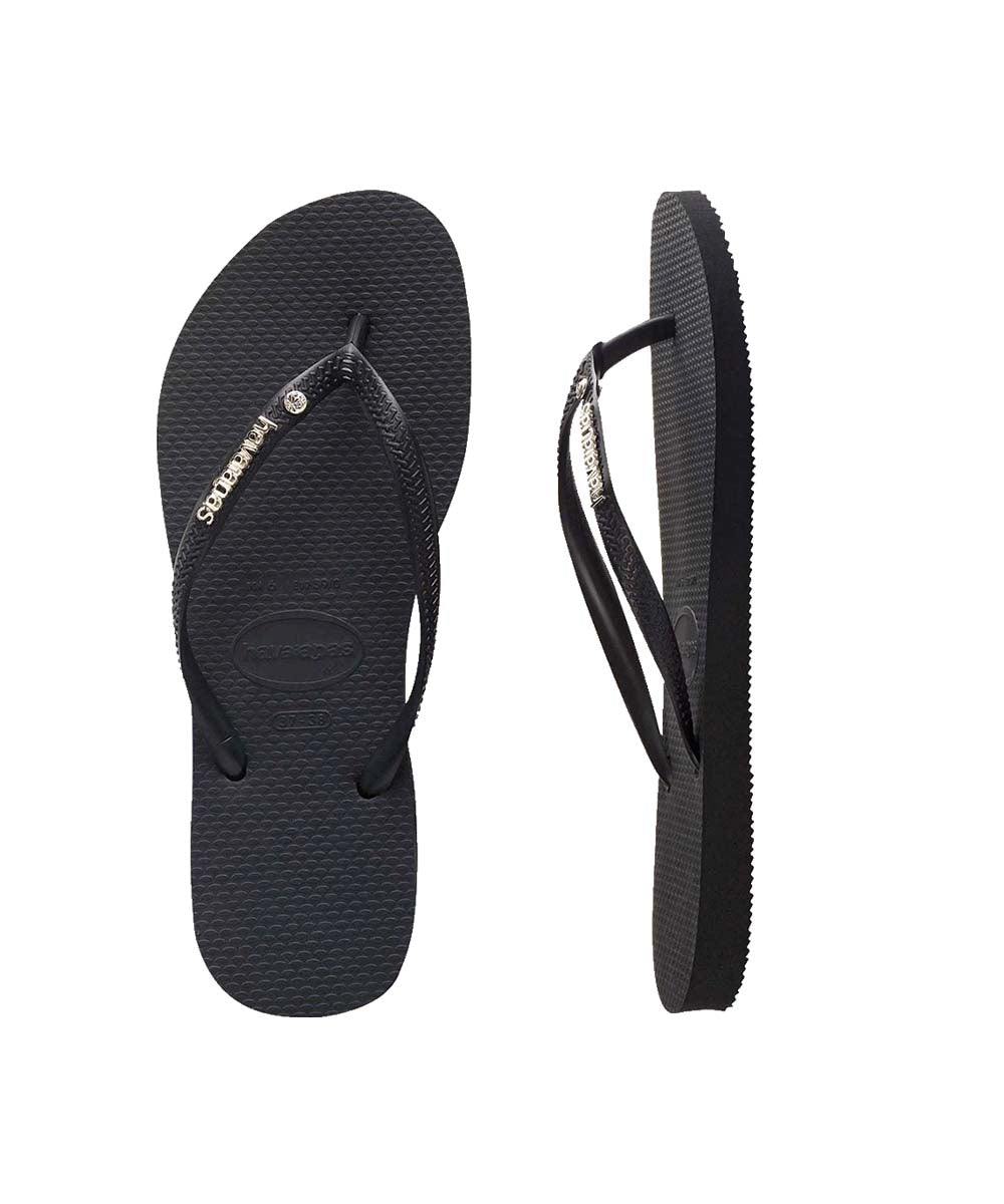Havaianas Women's Slim Metal Logo Crystal Thongs | Red Kado