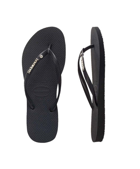 Havaianas Women's Slim Metal Logo Crystal Thongs | Red Kado