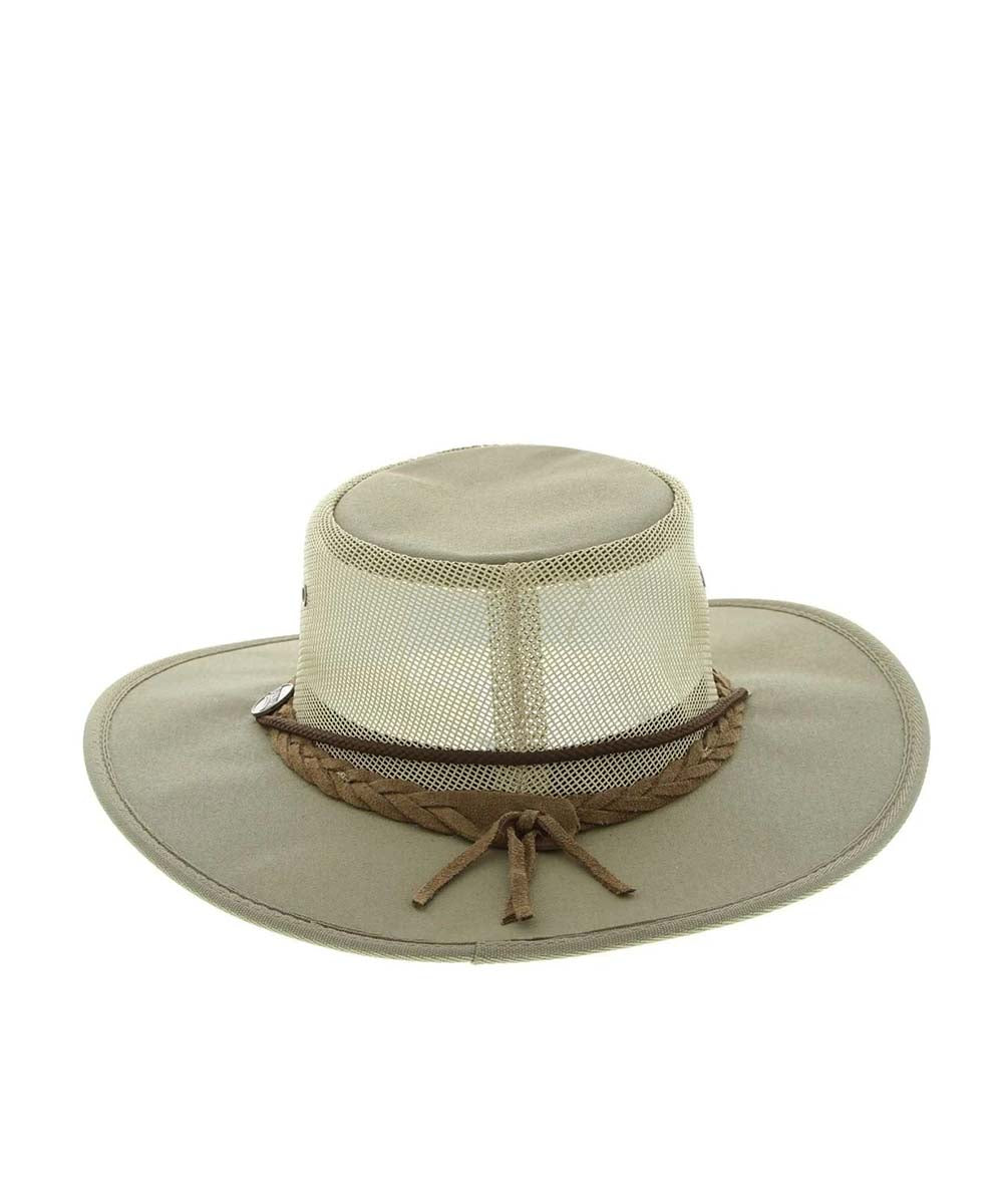 Barmah Canvas Drover Airflow Hat in Khaki