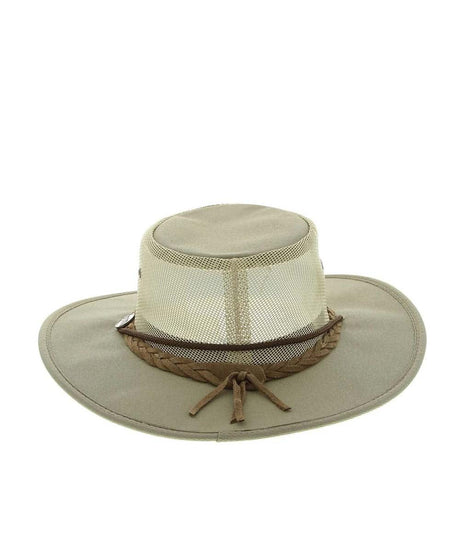 Barmah Canvas Drover Airflow Hat in Khaki