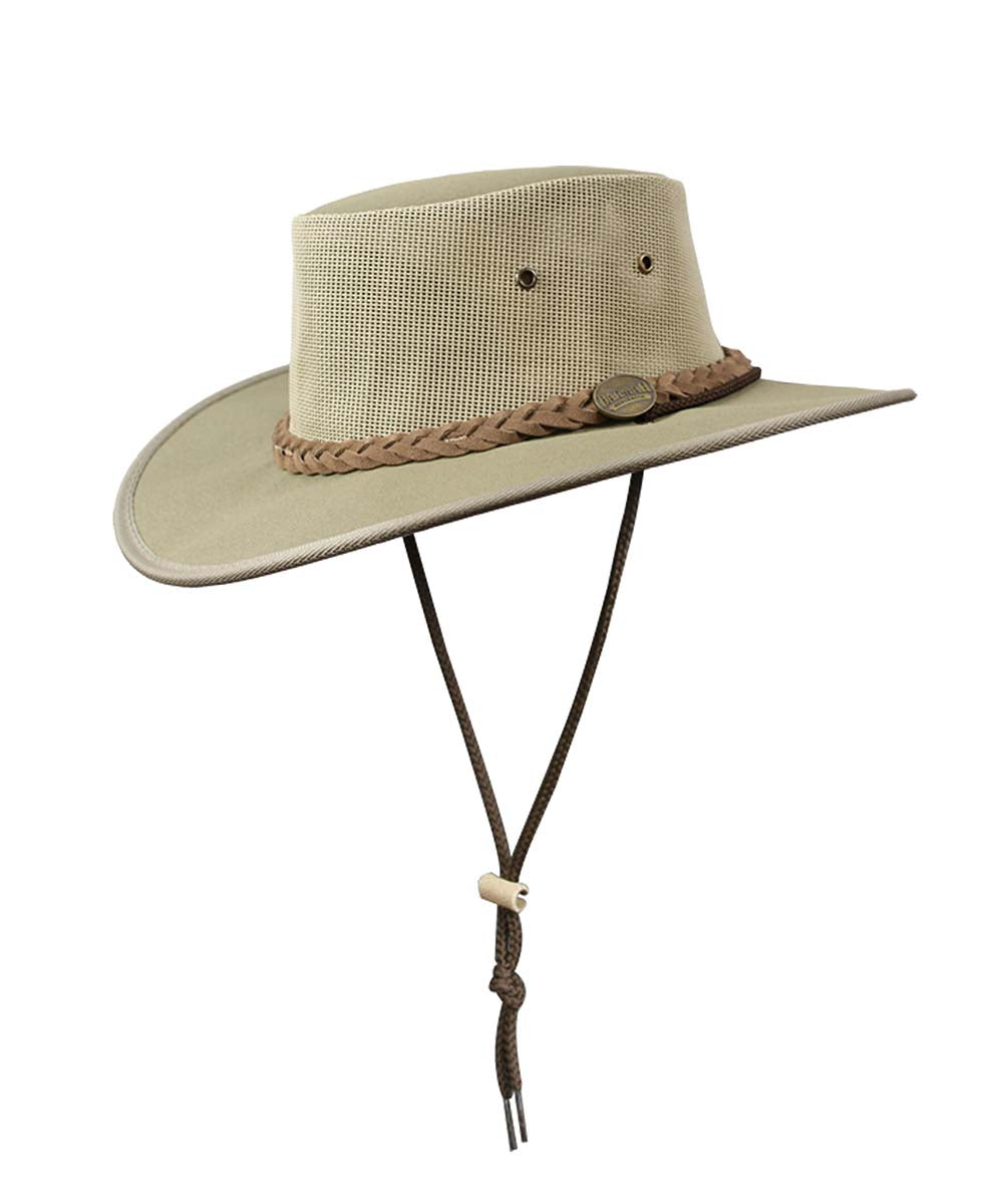 Barmah Canvas Drover Airflow Hat in Khaki