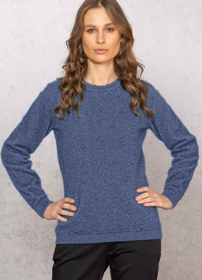 Women's Merino Possum Pin Dot Crew Sweater | Red Kado