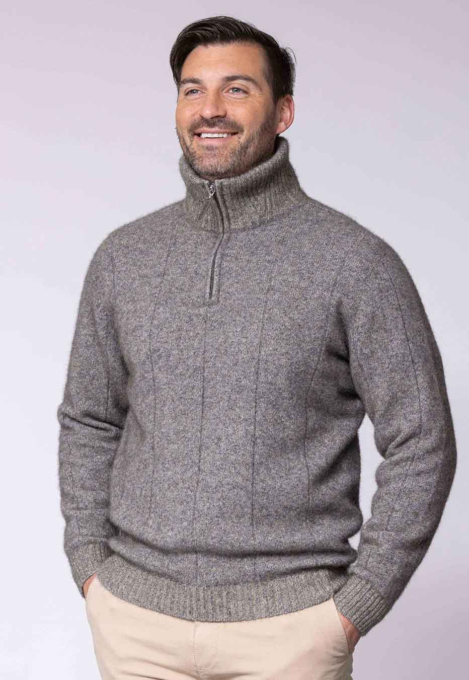 Men's Merino Possum Javelin Sweater in Pumice | Red Kado