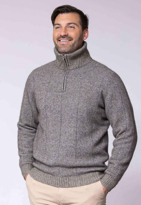 Men's Merino Possum Javelin Sweater in Pumice | Red Kado