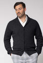 Men's Merino Possum Shawl Collar Cardigan in Charcoal | Red Kado