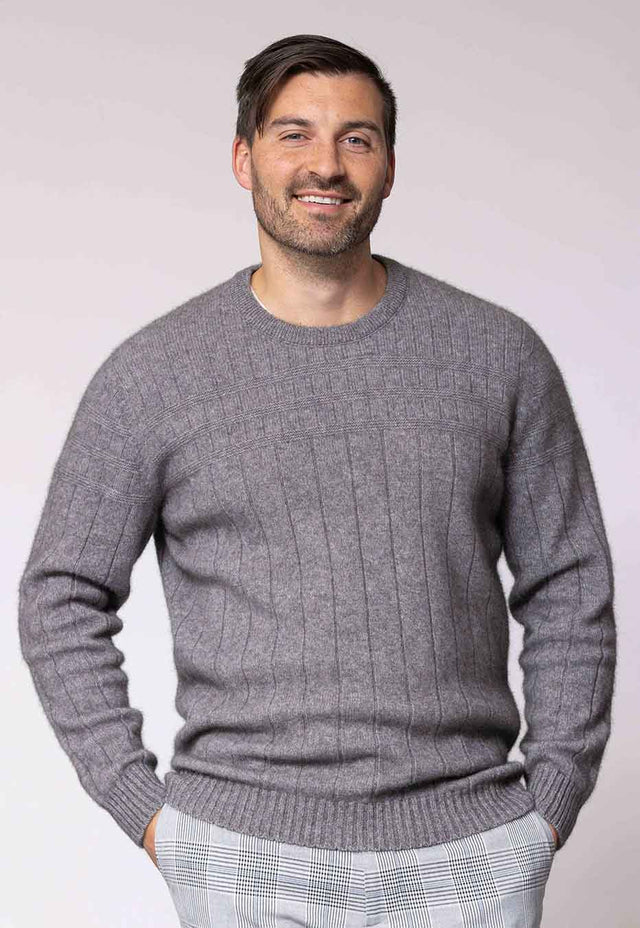Men's Merino Possum Riverton Sweater in Shale | Red Kado
