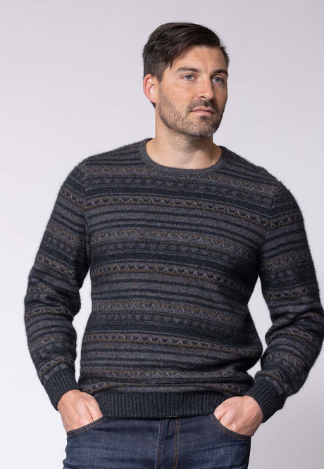 Men's Merino Possum Artisan Sweater in Charcoal | Red Kado