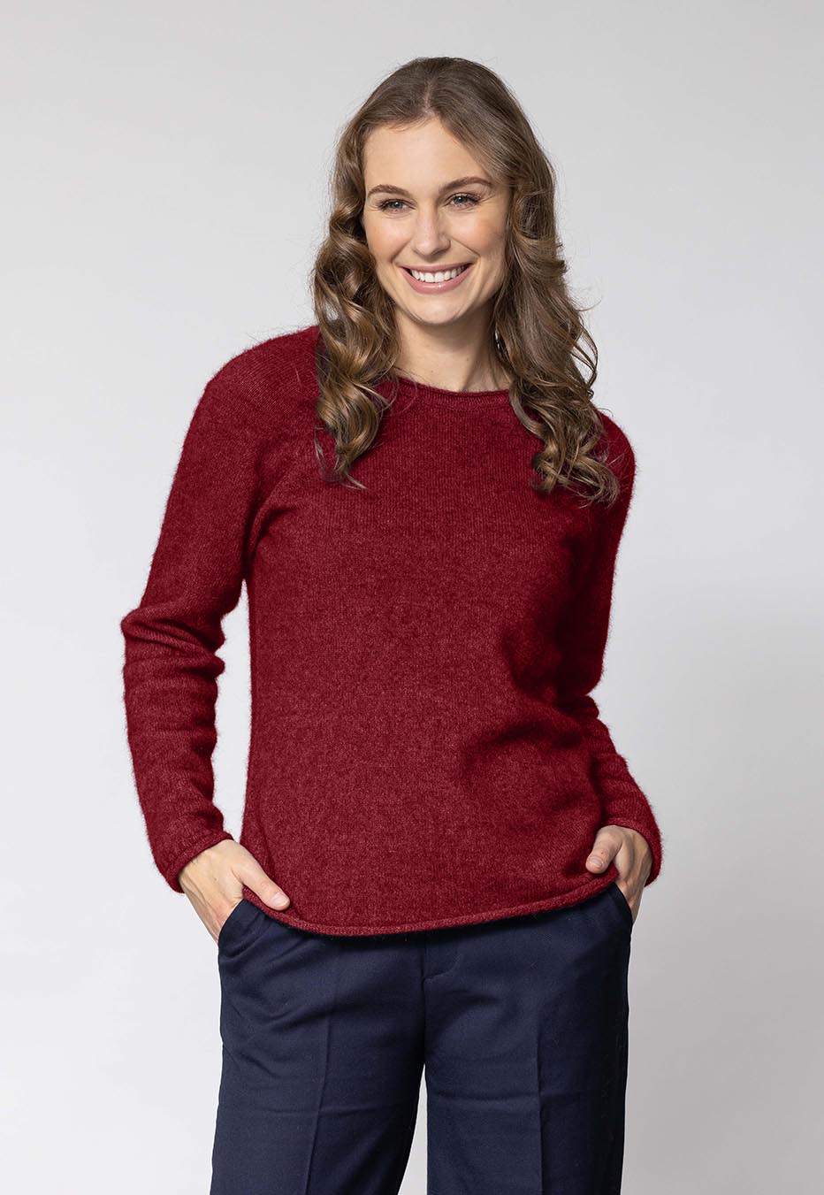 Women's Rutland Crew Merino Possum Sweater | Red Kado