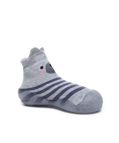 Baby Walking Sock Booties in Grey