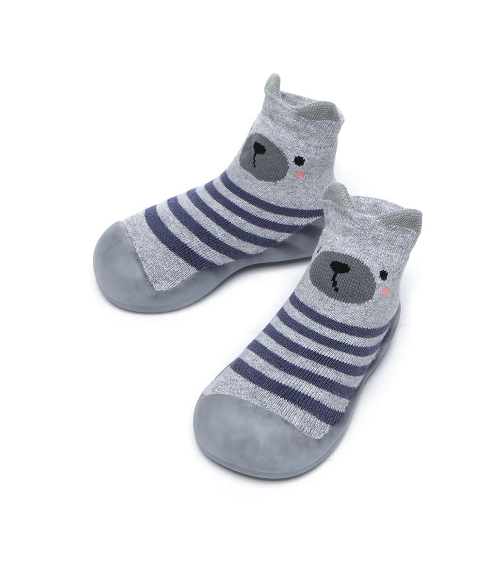 Baby Walking Sock Booties in Grey