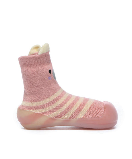 Baby Walking Sock Booties in Pink