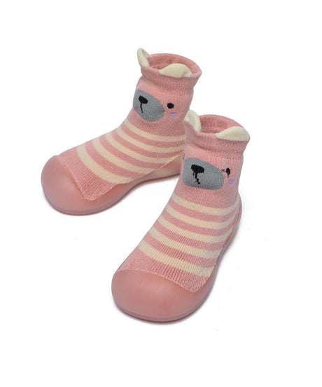 Baby Walking Sock Booties in Pink