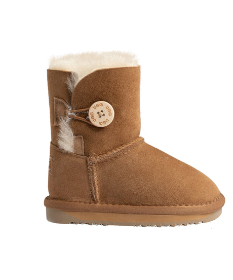 Kids Classic Short Button UGG Boots | Red Kado