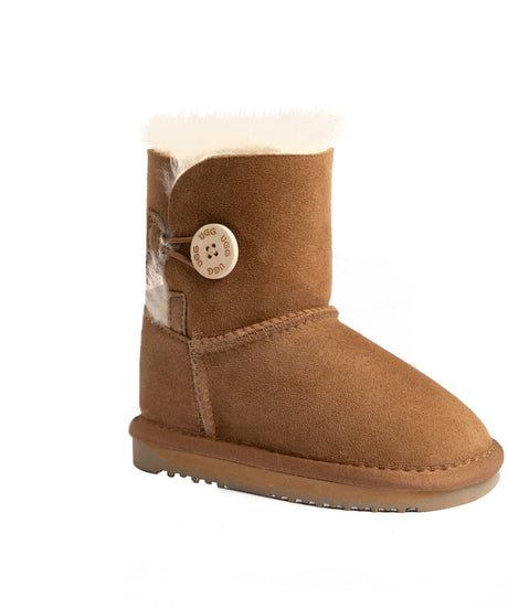 Kids Classic Short Button UGG Boots | Red Kado