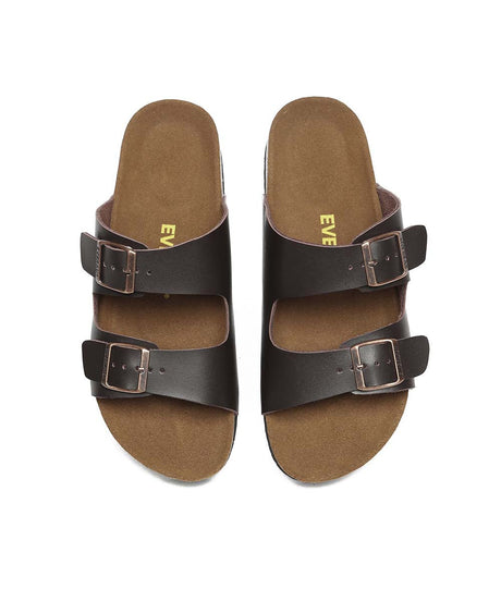 Men's Hampton Sandal in Chocolate - leather slide sandal