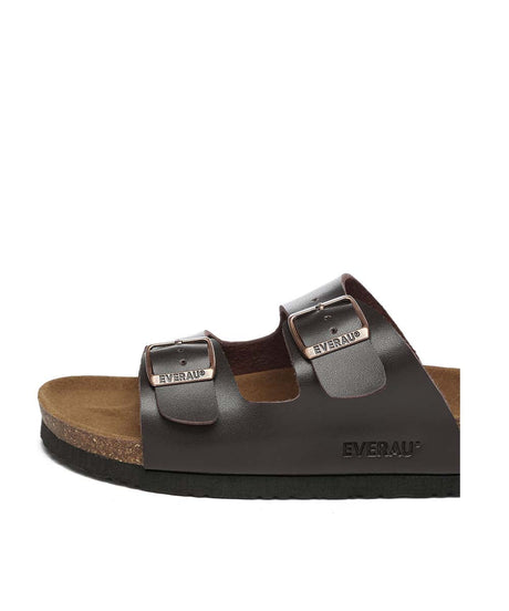Men's Hampton Sandal in Chocolate - leather slide sandal