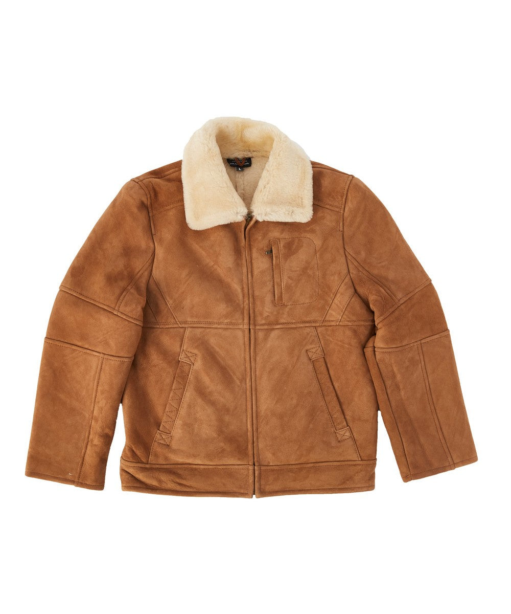 Men's Double Face Sheepskin Jacket in Chestnut