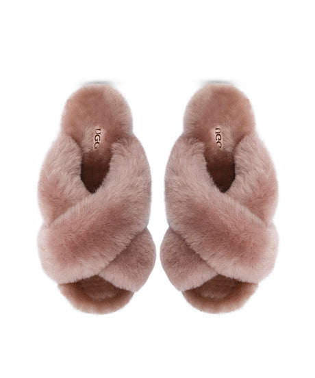 Women's UGG Premium Cross Over Slippers | Red Kado
