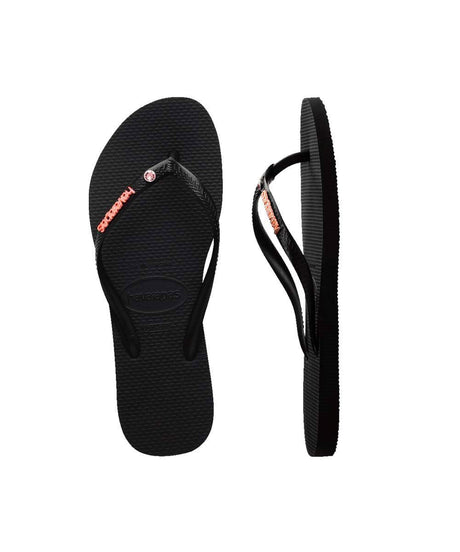 Havaianas Women's Slim Metal Logo Crystal Thongs | Red Kado